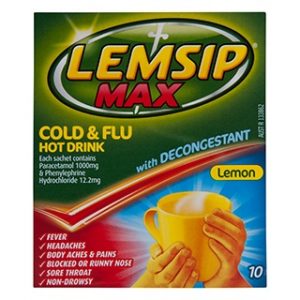 MAX Cold & Flu with Decongestant Lemon - 10 Sachets