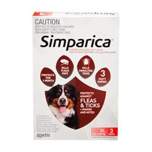 Simparica Fleas and Ticks Chews For XL Dogs 3 Chews