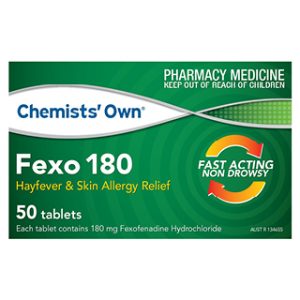 Chemists' Own Fexo 180 Hayfever and Skin Allergy Relief 50 Tablets