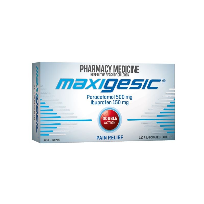Maxigesic Double Action Paracetamol Ibuprofen 12 Tablets