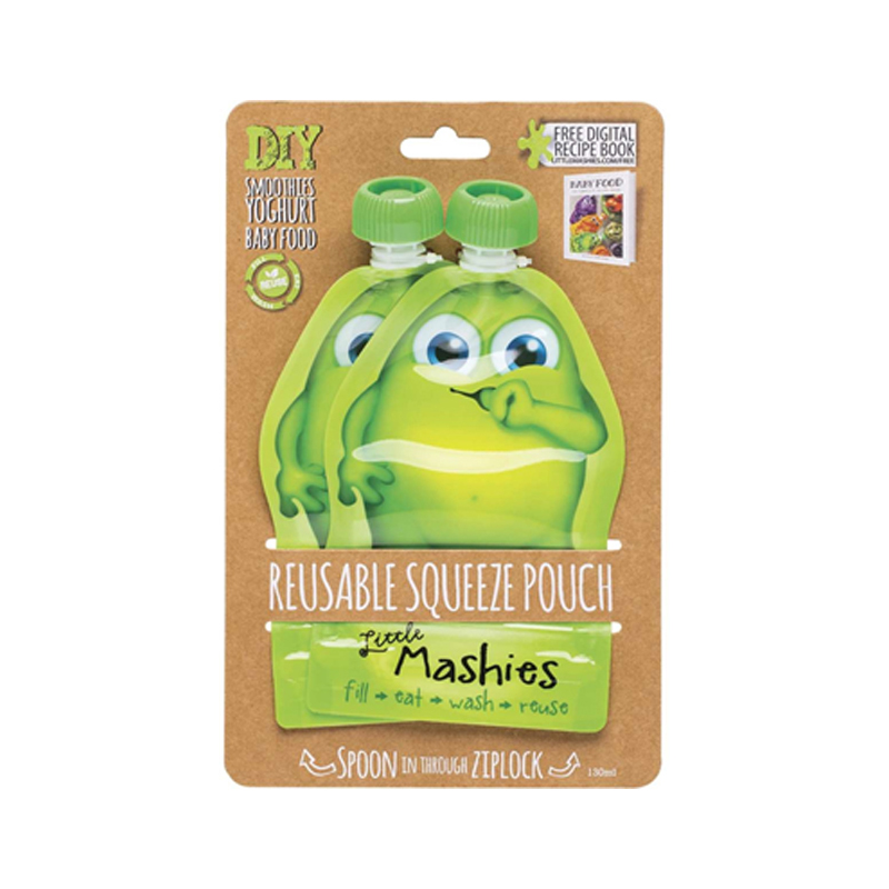 Reusable Squeeze Pouch Green 2 x 130ml 2 pack WholeLife