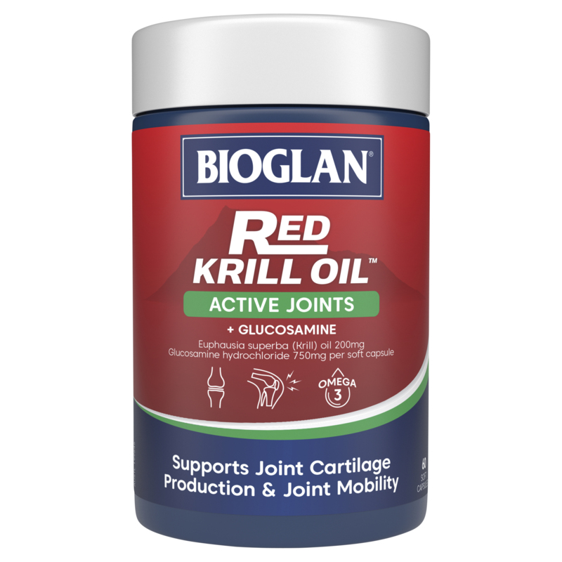 BIOGLAN Red Krill Oil Active Joints + Glucosamine 60 Capsules WholeLife