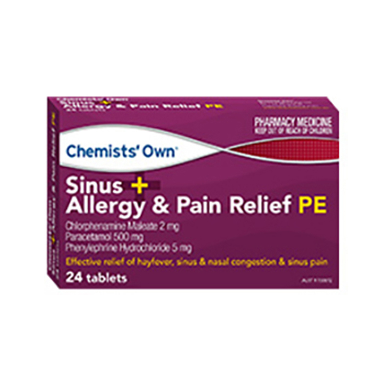 CHEMISTS OWN Sinus and Allergy Pain Relief PE 24 Tablets WholeLife