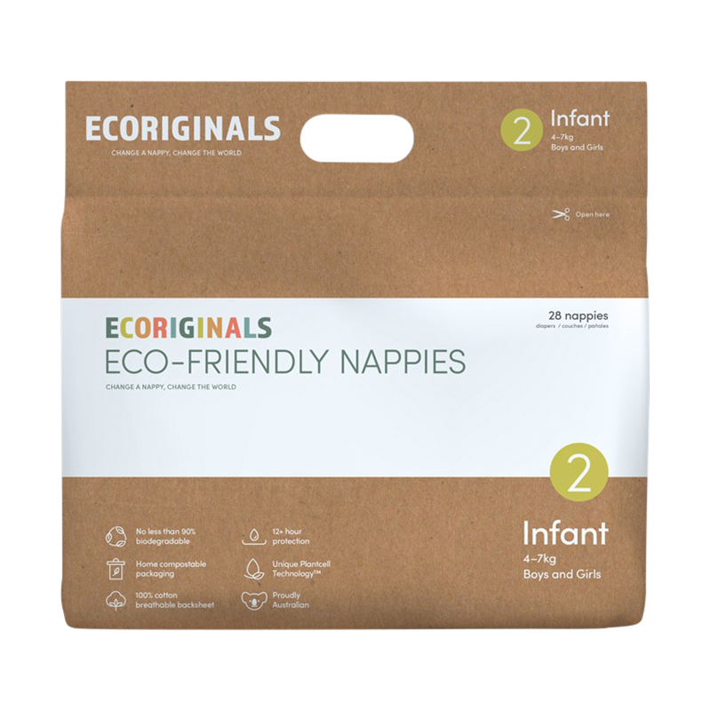 Ecoriginals EcoFriendly Nappies Infant 28 Pack WholeLife