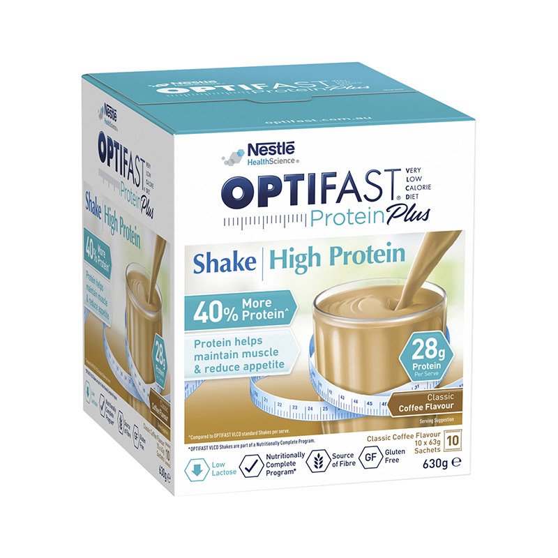 OPTIFAST VLCD ProteinPlus Shake Coffee 10 x 63g Sachets WholeLife