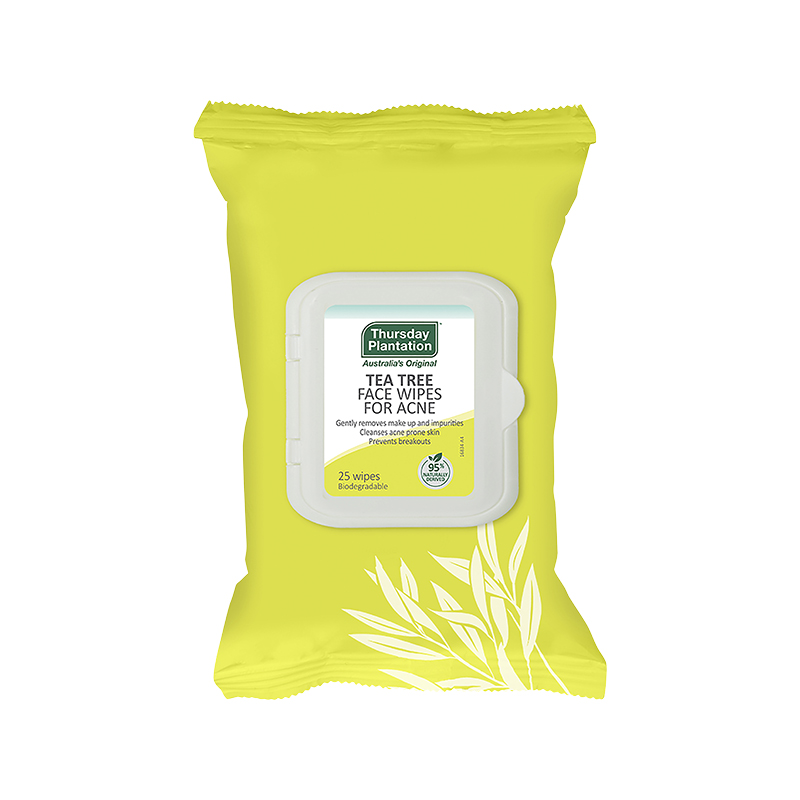 Tea Tree Face Wipes For Acne 25 Wipes WholeLife