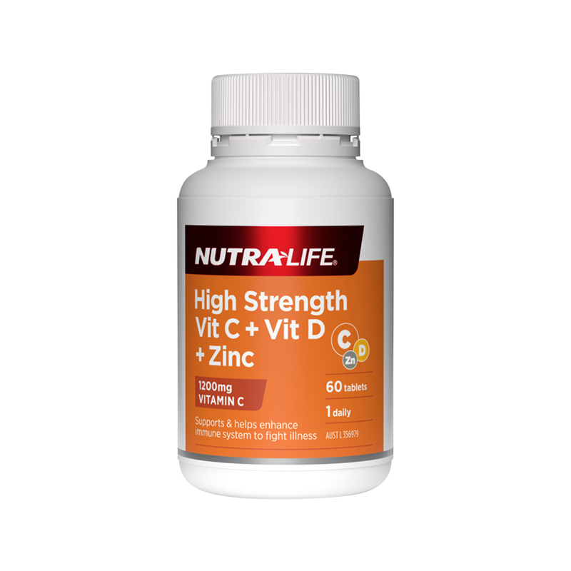 High Strength Vit C + Vit D + Zinc 60 Tablets WholeLife