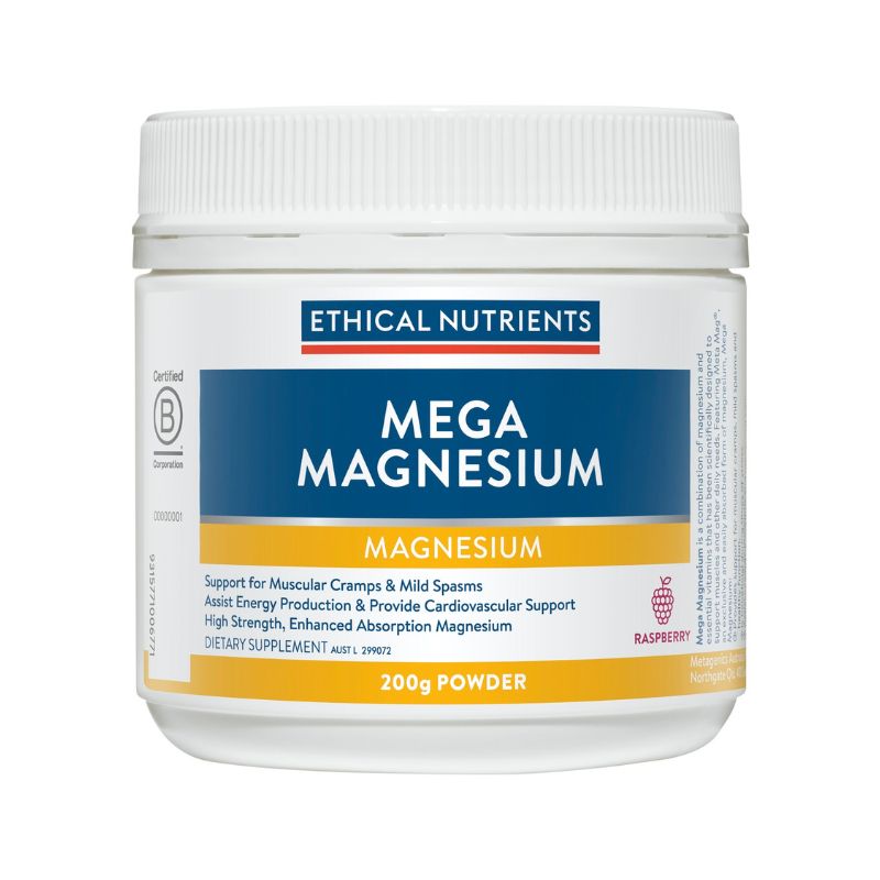 Mega Magnesium Powder Raspberry 200g WholeLife