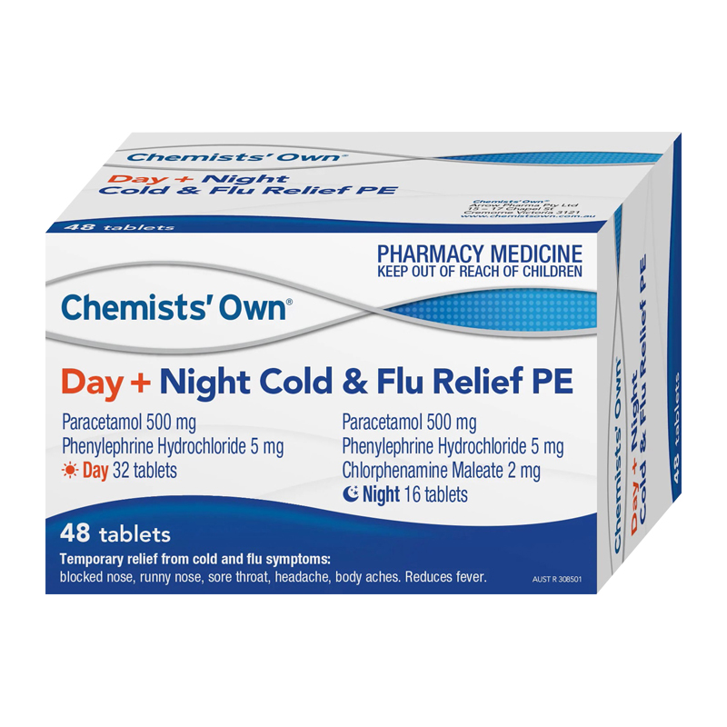 Day + Night Cold & Flu Relief PE 48 Tablets WholeLife