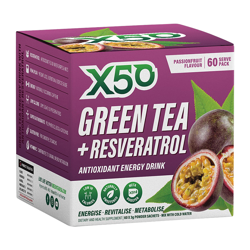 Green Tea + Resveratrol Passionfruit 60 Serve Pack WholeLife