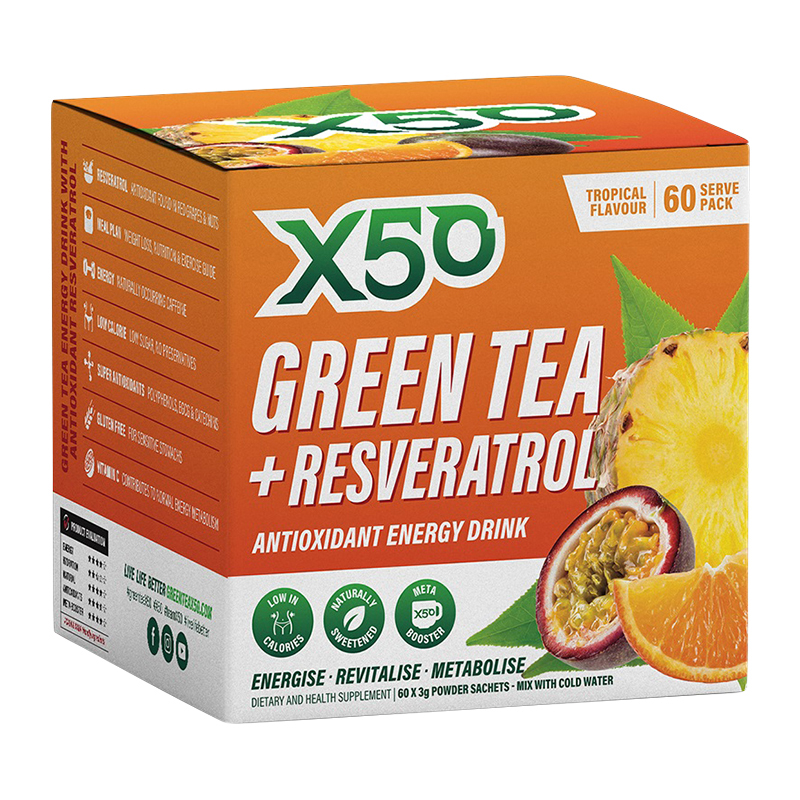 Green Tea + Resveratrol Tropical Antioxidant Energy Drink 60 Pack